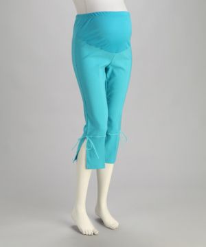 QT Maternity Turquoise Side-Tie Over-Belly Maternity Capri Pants.jpg